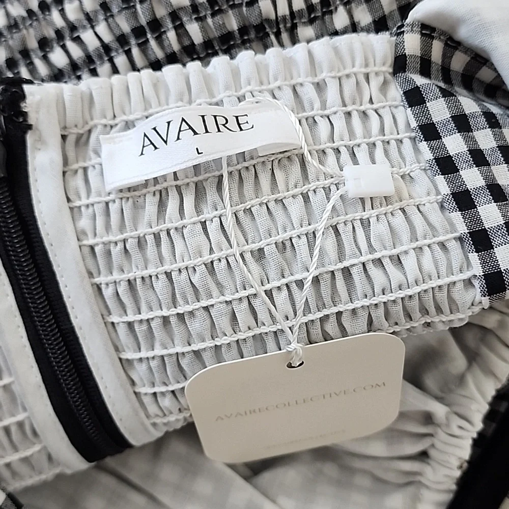 NWT Avaire Collective Black And White Gingham Summer Maxi Dress L - Picture 4 of 7
